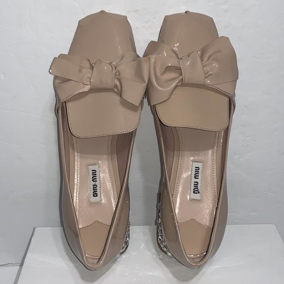 Miu Miu Patent Leather Bow Embellished Heels Sz 40 - Picture 7 of 8